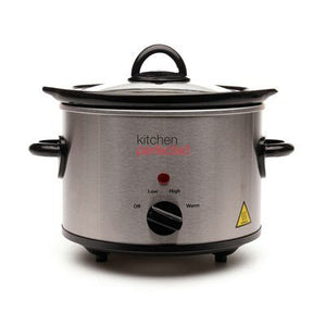 Kitchen Perfected 1.5L Round Slow Cooker - Stainless Steel - FOOD STEAMER RICE COOKER SLOW COOKER - Beattys of Loughrea