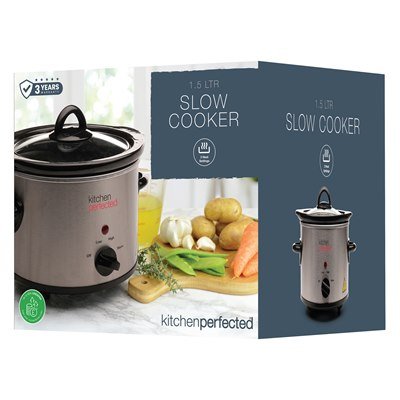 Lloytron Kitchen Perfected 1.5L Round Slow Cooker - Stainless Steel