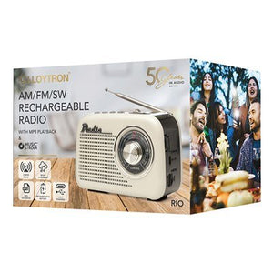 Lloytron Rio 3-Band Rechargeable USB-C Radio with Musicstream - Cream - PORTABLE CD/RADIO - Beattys of Loughrea