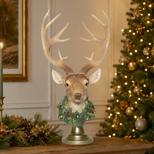 Deer Head on Stand Resin Ornament 56cm