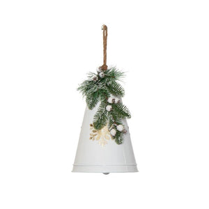 White Metal Hanging Christmas Bell Decoration 29cm