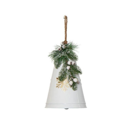 White Metal Hanging Christmas Bell Decoration 29cm - XMAS HANGING DECOS - Beattys of Loughrea