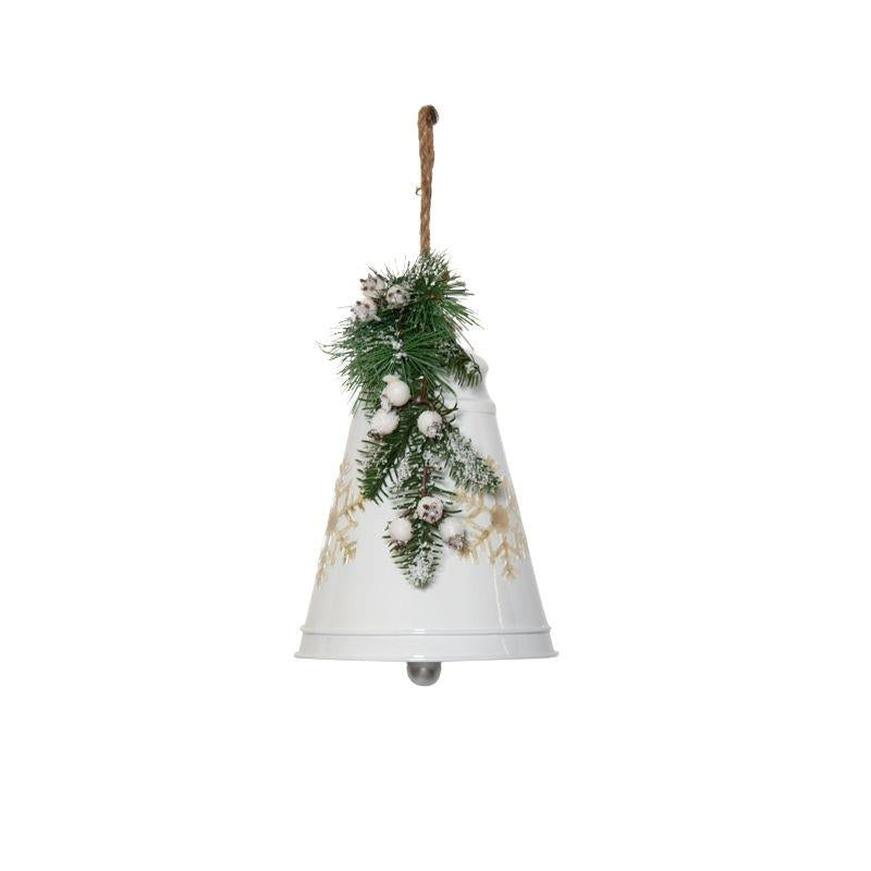 White Metal Hanging Christmas Bell Decoration 24cm