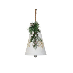 White Metal Hanging Christmas Bell Decoration 24cm
