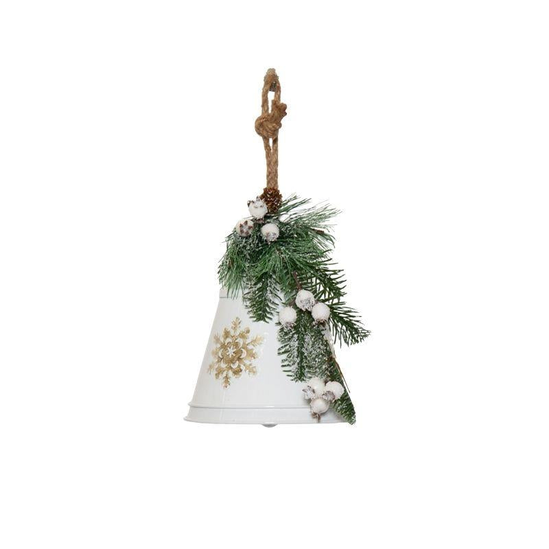 White Metal Hanging Christmas Bell Decoration 20cm