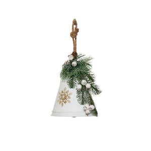 White Metal Hanging Christmas Bell Decoration 20cm