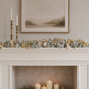 Luxury Champagne Bow Christmas Garland 183cm - XMAS GARLANDS - Beattys of Loughrea