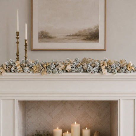 Luxury Champagne Bow Christmas Garland 183cm - XMAS GARLANDS - Beattys of Loughrea