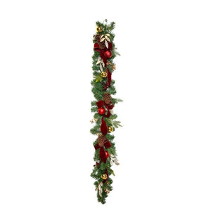 Luxury Burgundy Bow Christmas Garland 180cm - XMAS GARLANDS - Beattys of Loughrea