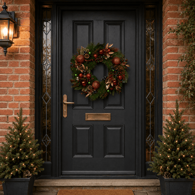 Luxury Pine Needle Christmas Wreath with Baubles 71cm - XMAS WREATHS - Beattys of Loughrea