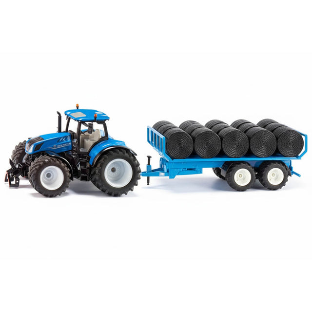 Siku New Holland T7.315 HD Tractor with Round Bale Trailer