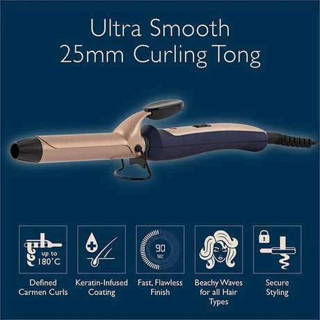 Carmen 25mm Curling Tong C81060BC - CURLERS/CRIMPERS/STRAIGHTENERS - Beattys of Loughrea