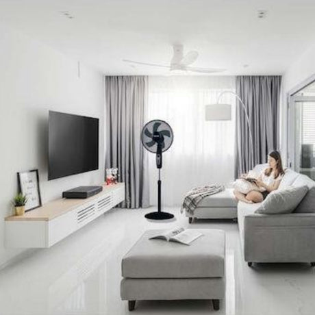 Crystal Home Air Comfort 40cm 40W Pedestal Fan Black - COOLING FANS - Beattys of Loughrea