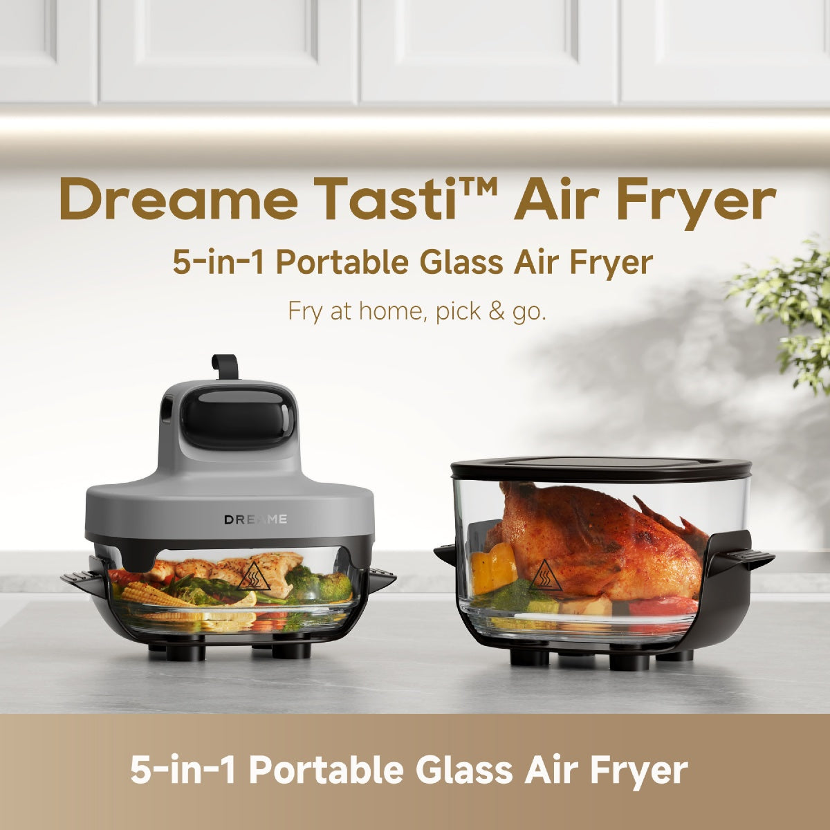Dreame Tasti PT60 5-in-1 Portable Glass Air Fryer - Grey