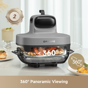 Dreame Tasti PT60 5-in-1 Portable Glass Air Fryer - Grey