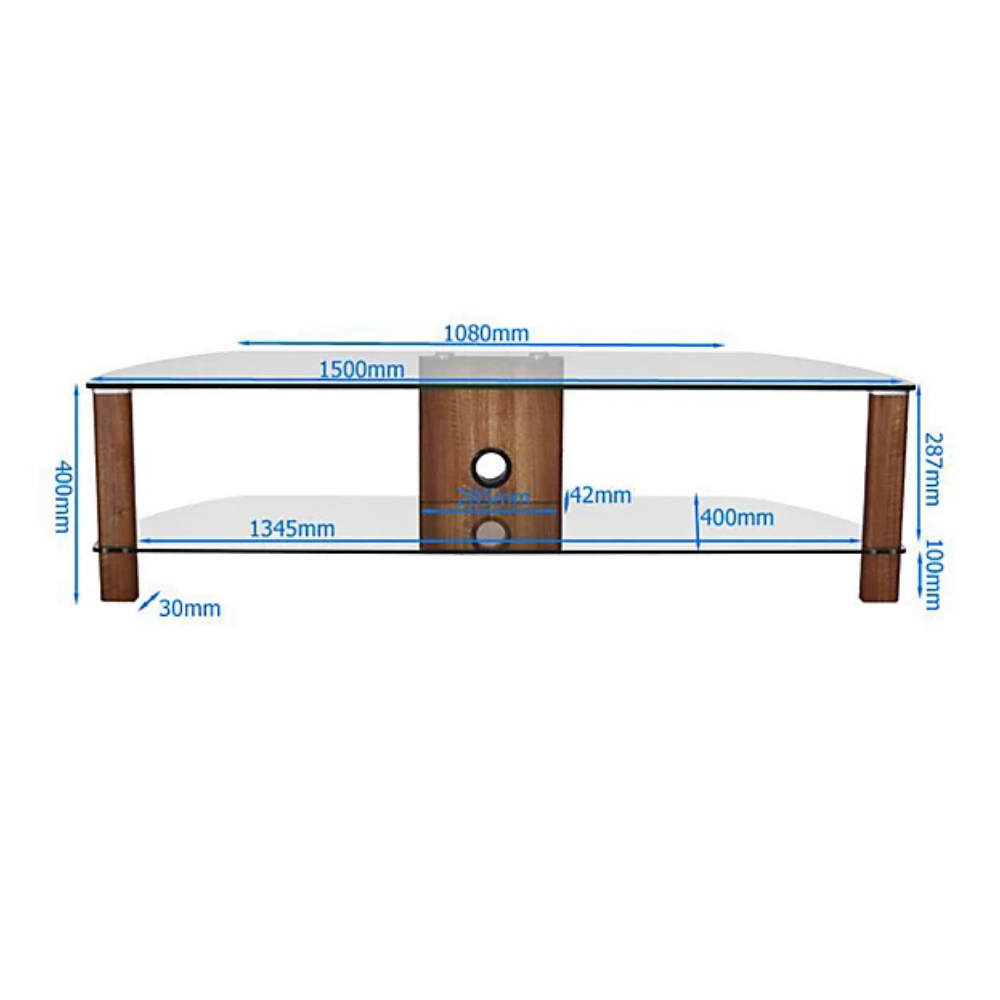 Alphason Century 1500mm Glass TV Stand – Walnut & Clear Glass