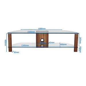 Alphason Century 1500mm Glass TV Stand – Walnut & Clear Glass
