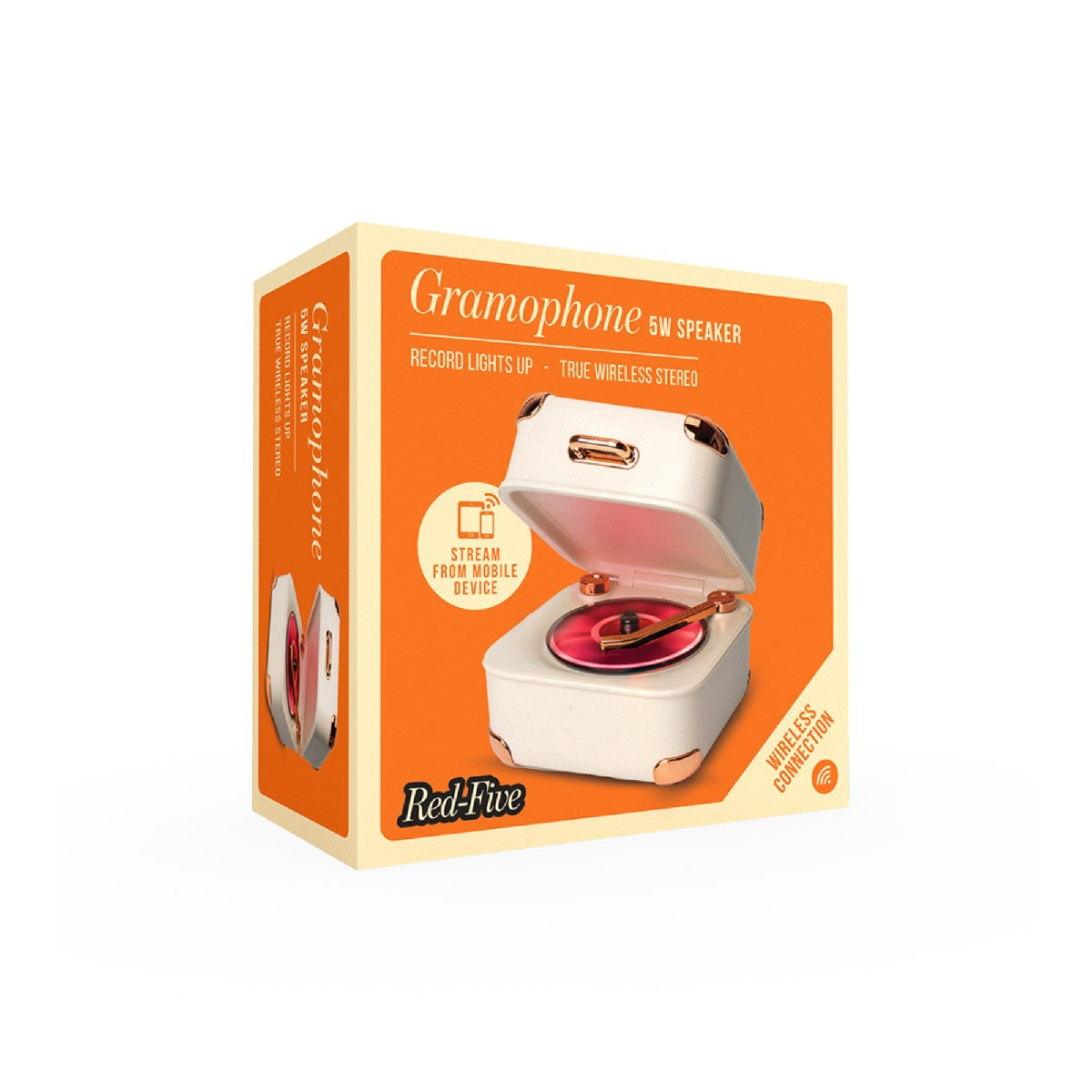 Mini Wireless Record Player Bluetooth Speaker with Light-Up Spinning Record