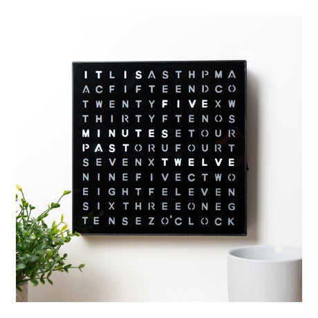 LED Digital Light Up Word Clock Black 20cm - CLOCKS - Beattys of Loughrea