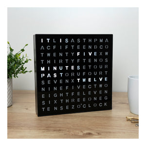 LED Digital Light Up Word Clock Black 20cm