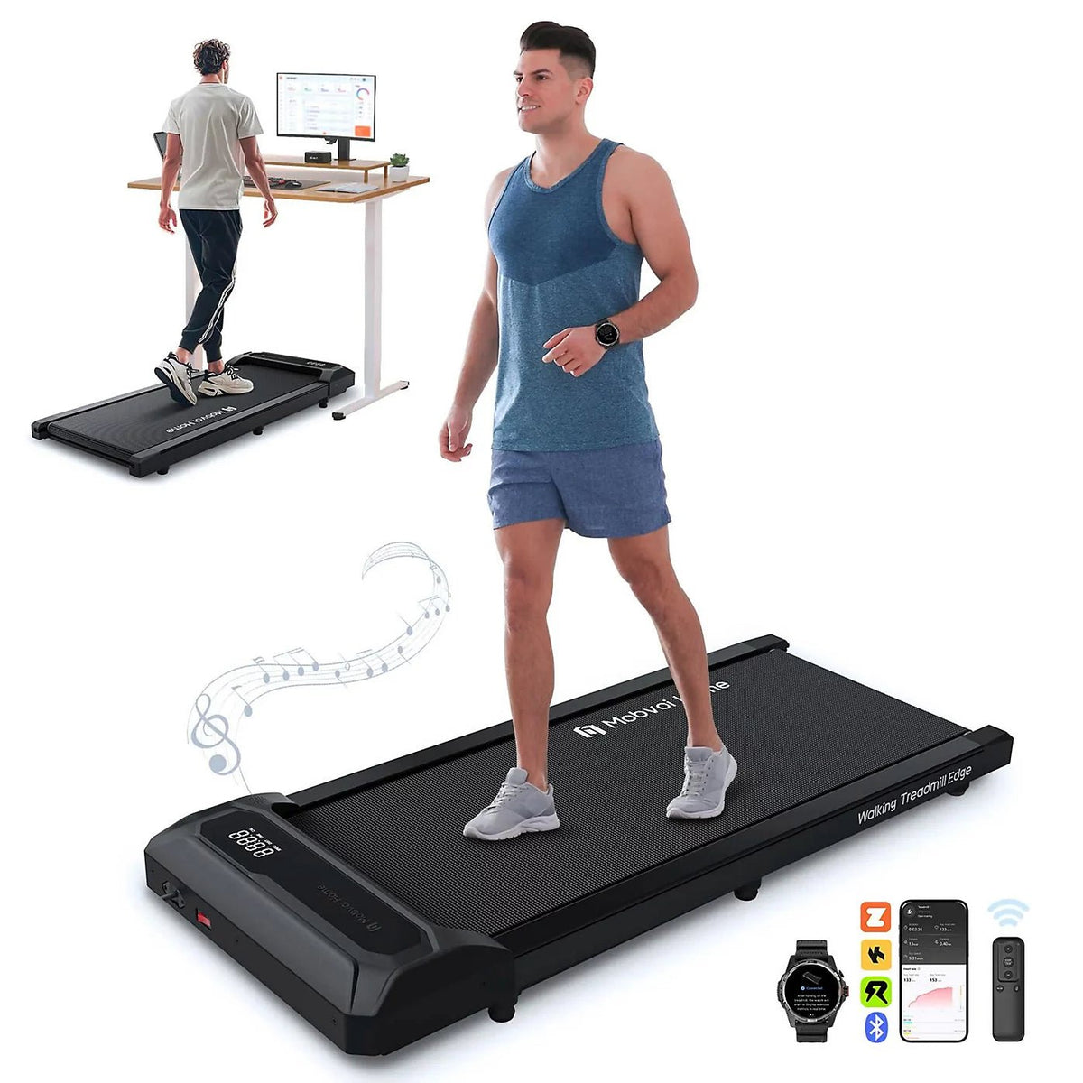 MOBVOI Edge Bluetooth Under-Desk Walking Pad Treadmill - EXERCISE BIKE, TREADMILL, FITNESS - Beattys of Loughrea