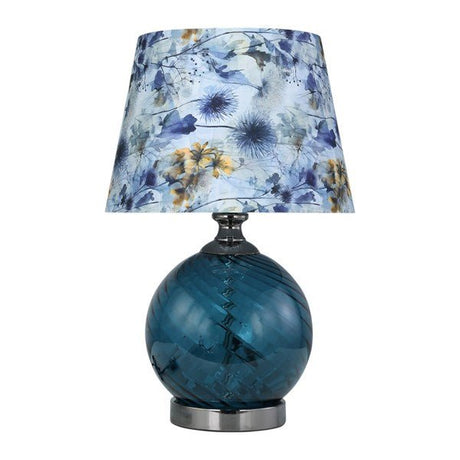 Blue Floral Table Lamp 47cm - TABLE/BEDSIDE LAMPS - Beattys of Loughrea
