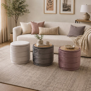 Storage Ottoman Pink with Tray Top 39x37cm
