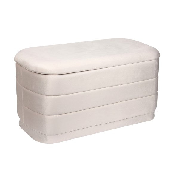 Storage Ottoman Ivory with Tray Top 76x38cm
