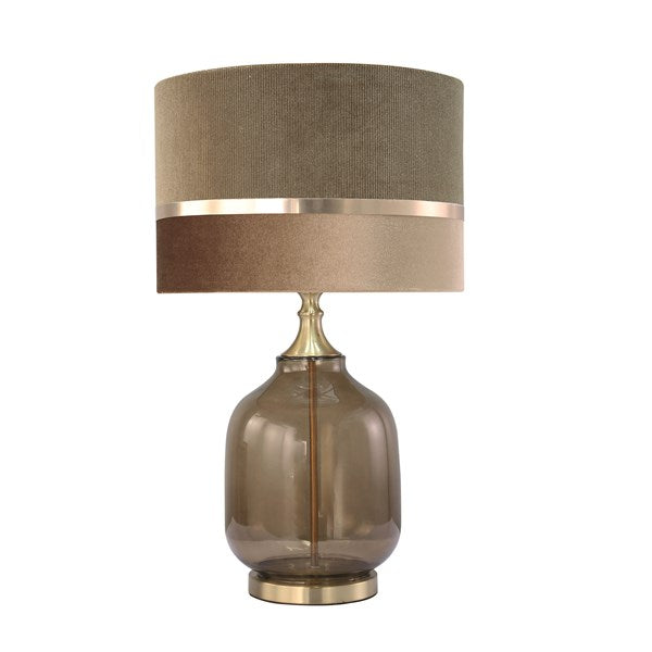 Brown Velvet Stripe Table Lamp 60cm