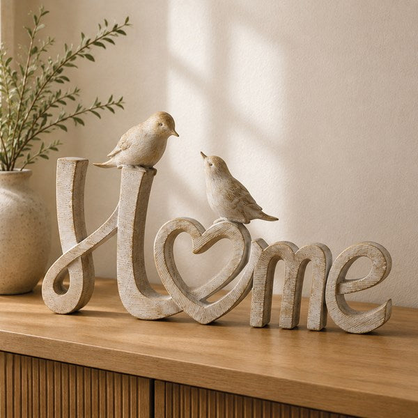 Home with Birds Resin Plaque 37x21cm