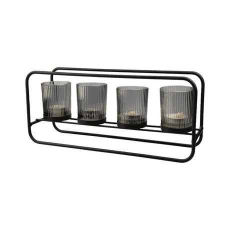 Smoke Grey 4 Tealight Holder 35x15cm - TABLE/BEDSIDE LAMPS - Beattys of Loughrea