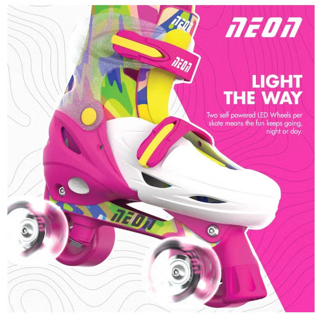 Neon Combo 2-in-1 Skates, Pink & Yellow - Adjustable UK 2-5