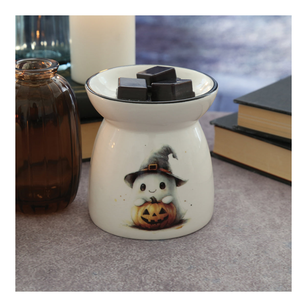 Ghost & Pumpkin Wax Melt Burner 11cm - POT POURRI/AROMATHERAPY/OILS/DIFFUSER - Beattys of Loughrea