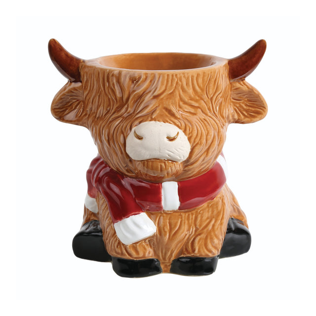 Highland Cow Scarf Wax Melt Burner 13cm - POT POURRI/AROMATHERAPY/OILS/DIFFUSER - Beattys of Loughrea