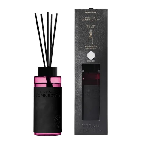 Dark Rum & Rose Reed Diffuser 180ml — French Connection Leather Collection - POT POURRI/AROMATHERAPY/OILS/DIFFUSER - Beattys of Loughrea