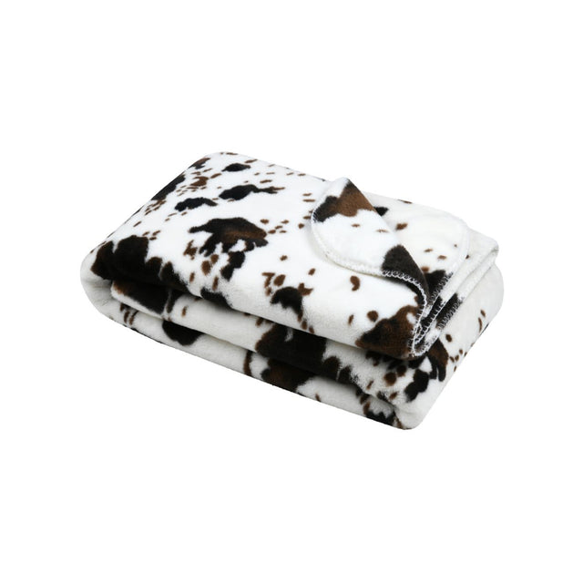 STOF Cow-Print Throw, Brown, 180x220cm - THROWS/BLANKETS - Beattys of Loughrea