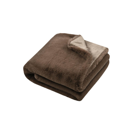 STOF Icy Faux Fur Throw, Chestnut, 130x160cm