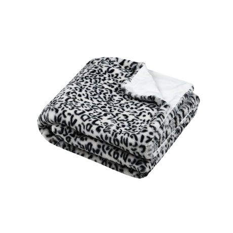 STOF Panthera Leopard-Print Throw, Black, 130x160cm