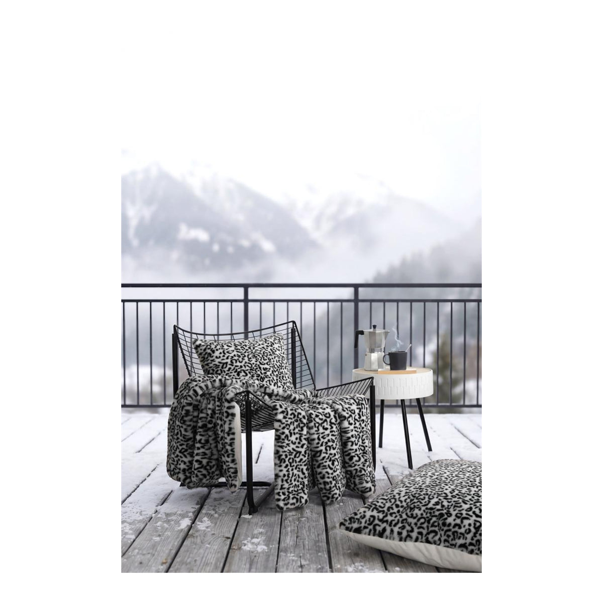 STOF Panthera Leopard-Print Throw, Black, 130x160cm - THROWS/BLANKETS - Beattys of Loughrea