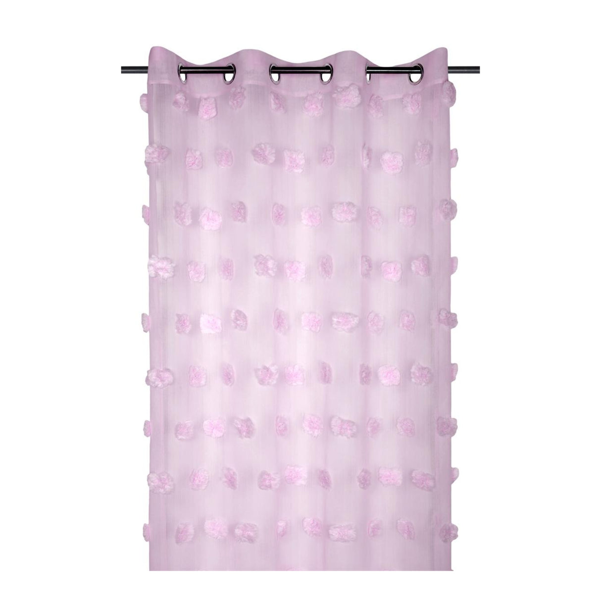 STOF Pompinou Pompom Sheer Curtain, Lilac, 135x260cm - CURTAINS - READY MADE - Beattys of Loughrea