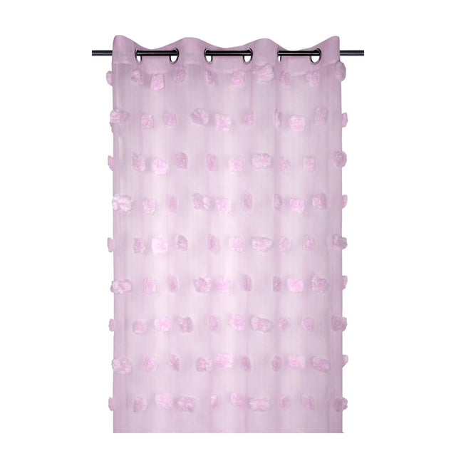 STOF Pompinou Pompom Sheer Curtain, Lilac, 135x260cm - CURTAINS - READY MADE - Beattys of Loughrea