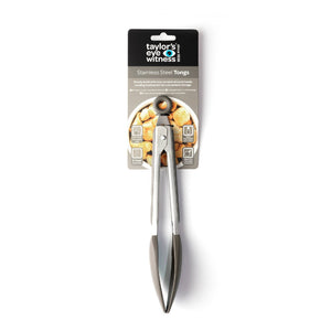 Taylor's Eye Witness Stainless Steel & Silicone Tongs, Grey, 23cm/9in - KITCHEN HAND TOOLS - Beattys of Loughrea