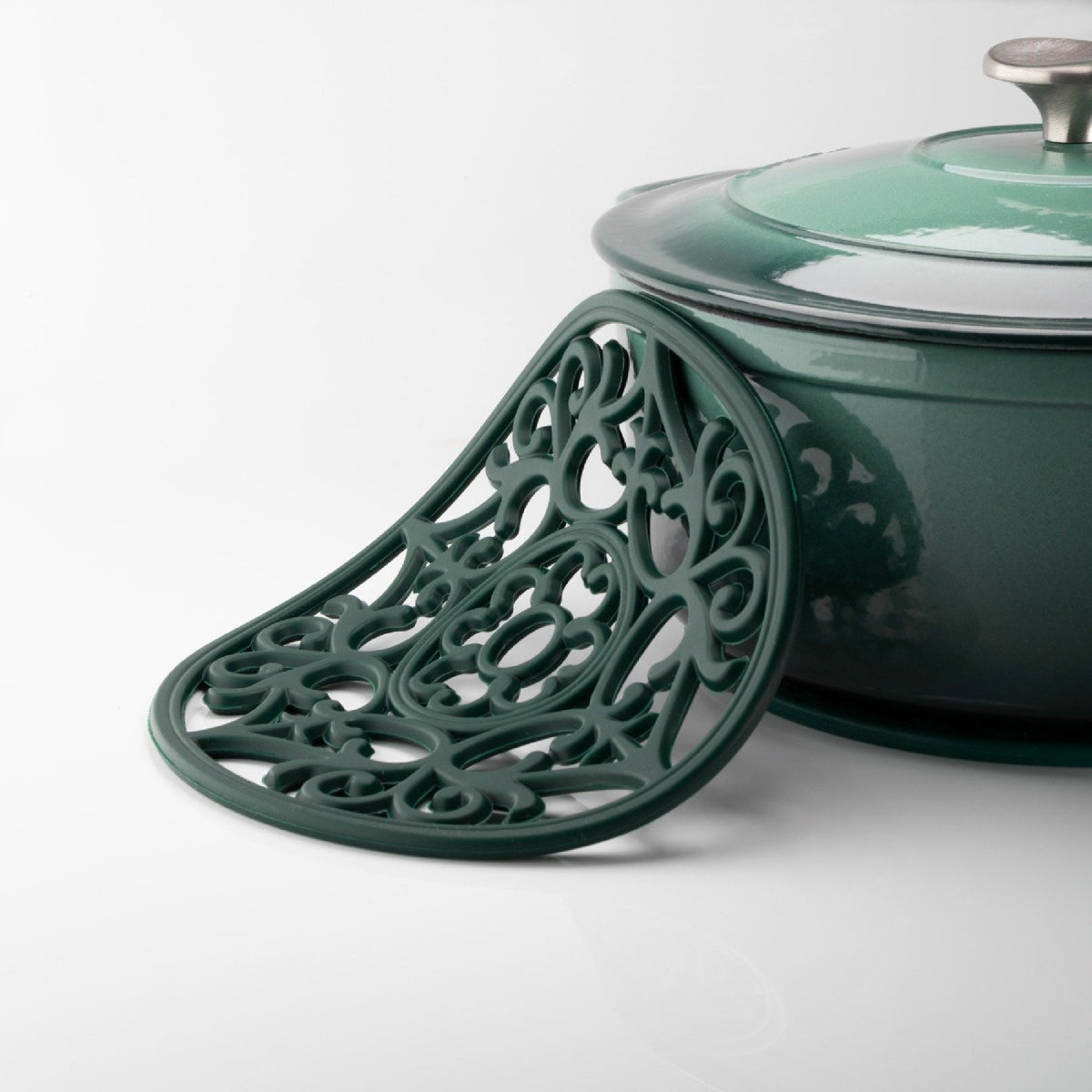 Taylor's Eye Witness Vintage Round Silicone Trivet & Placemat, British Racing Green, 19.5cm