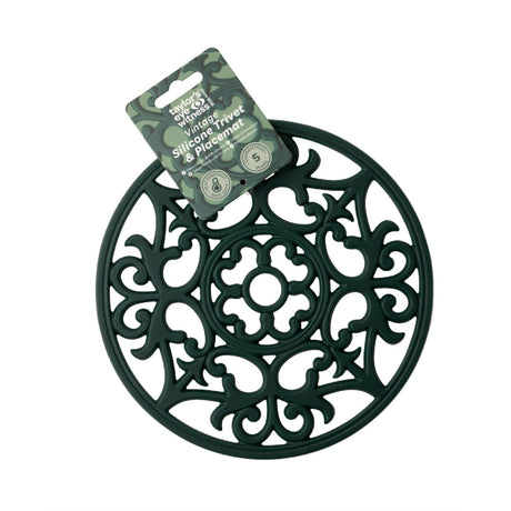 Taylor's Eye Witness Vintage Round Silicone Trivet & Placemat, British Racing Green, 19.5cm - TABLEMATS/COASTERS - Beattys of Loughrea