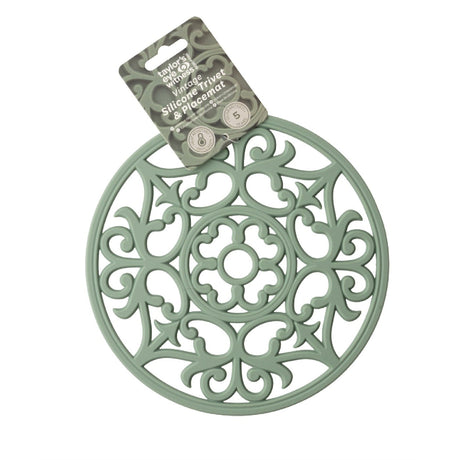 Taylor's Eye Witness Vintage Round Silicone Trivet & Placemat, Sage, 19.5cm - TABLEMATS/COASTERS - Beattys of Loughrea