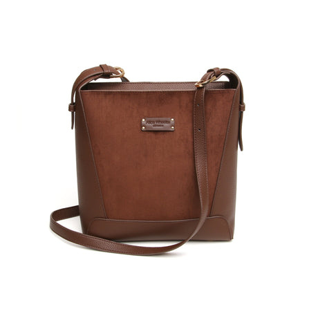 Alice Wheeler Chocolate Suede - Kensington Cross Body Bag - HANDBAGS, MANBAGS, SHOPPING BAGS - Beattys of Loughrea