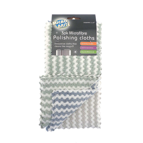 3 Pack Microfibre Polishing Cloths – Zig Zag Design - CLEANING - TEA TOWEL/DISHCLOTH - Beattys of Loughrea