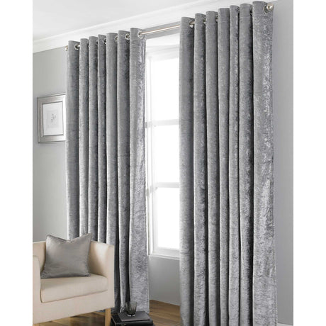Bliss Crushed Velvet Blackout Eyelet Curtains 46" x 54" – Grey - CURTAINS - READY MADE - Beattys of Loughrea