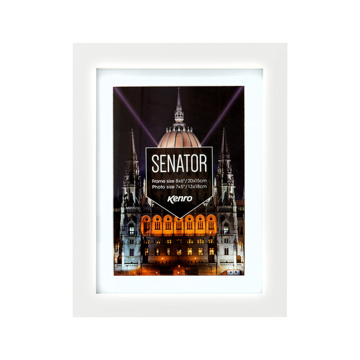 Kenro Senator White Wood Photo Frame, 8x6in with 7x5in Mat