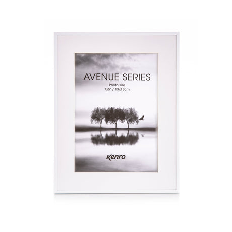 Kenro Avenue White Photo Frame, 8x6in with 6x4in Mat - PHOTO FRAMES - PLATED, GILT, STONE - Beattys of Loughrea